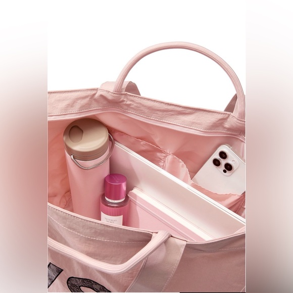 Victoria’s Secret VSX Tote Bag Pink Large Gym Travel Carryall NWT Logo Bag - Picture 4 of 11